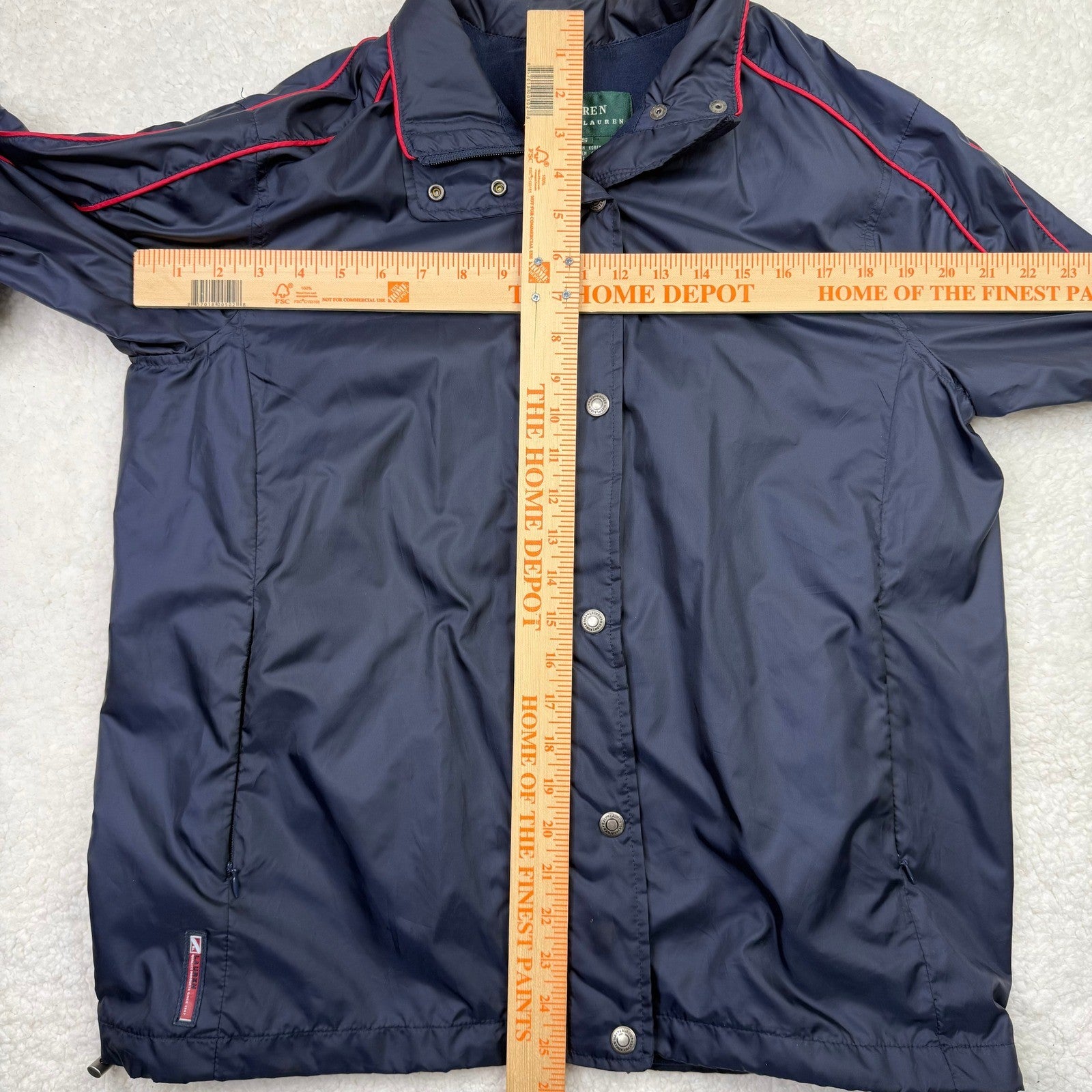 Lauren Ralph Lauren Mens Navy Blue Red Trim Full Zip Casual Jacket Size S