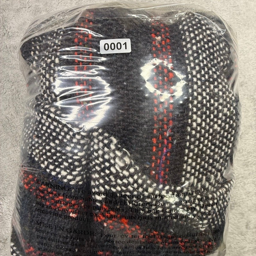 Men's Baja Hoodie Drug Rug Pullover Sweater Charcoal Red Striped Size L