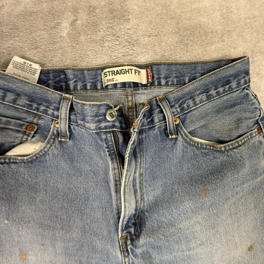 Levi Strauss 505 Straight Fit Light Wash Jeans Mens Size 32x30 Paint Splatter