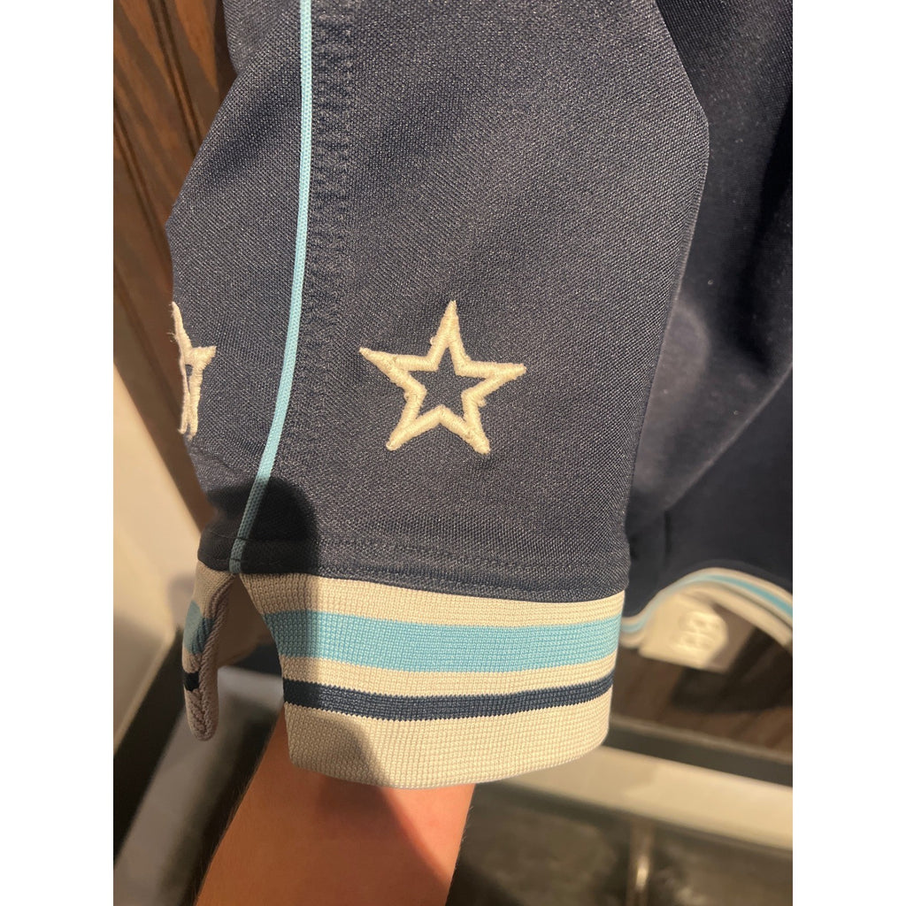 Mens Navy Blue Mesh Basketball Shorts Striped Trim Star Logo Activewear Size XL