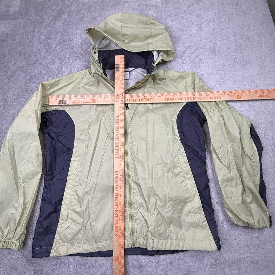 Columbia Women's Lightweight Hooded Windbreaker Jacket Pale Yellow Dark Gray S