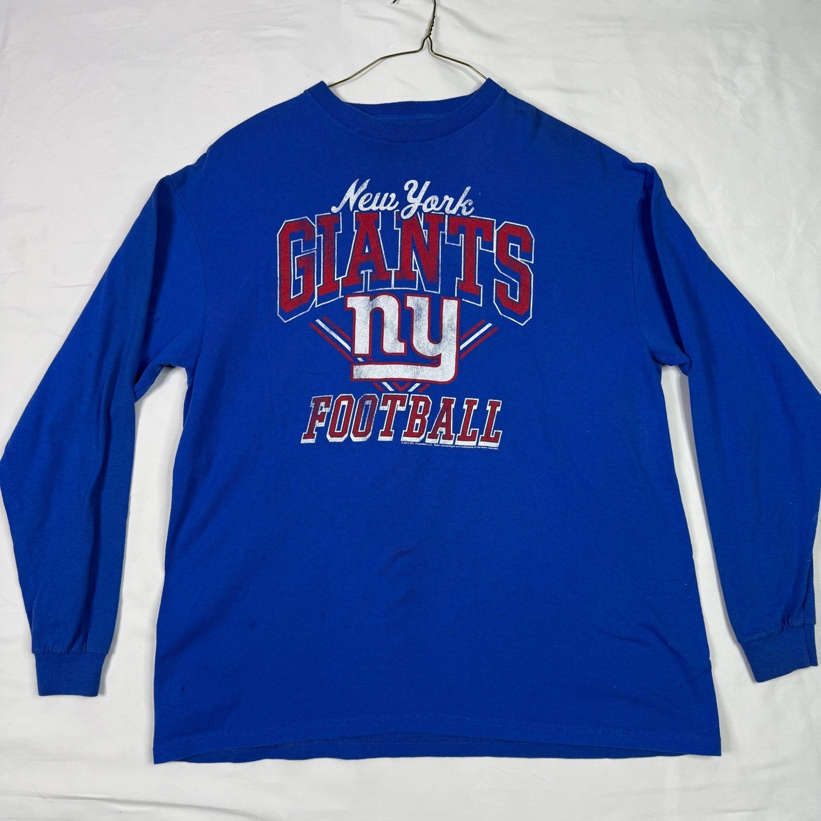 Junk Food New York Giants Football Long Sleeve T Shirt Mens XL Blue NFL