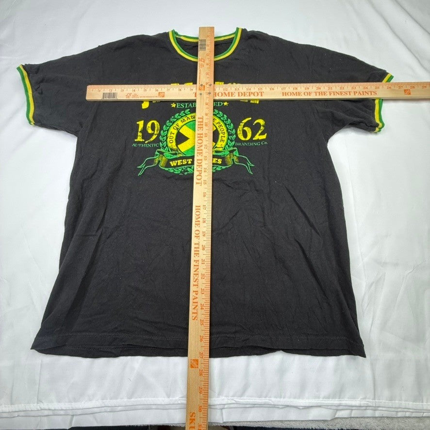 Jamaica 1962 West Indies Authentic Branding Co Black Graphic T Shirt Mens Size L