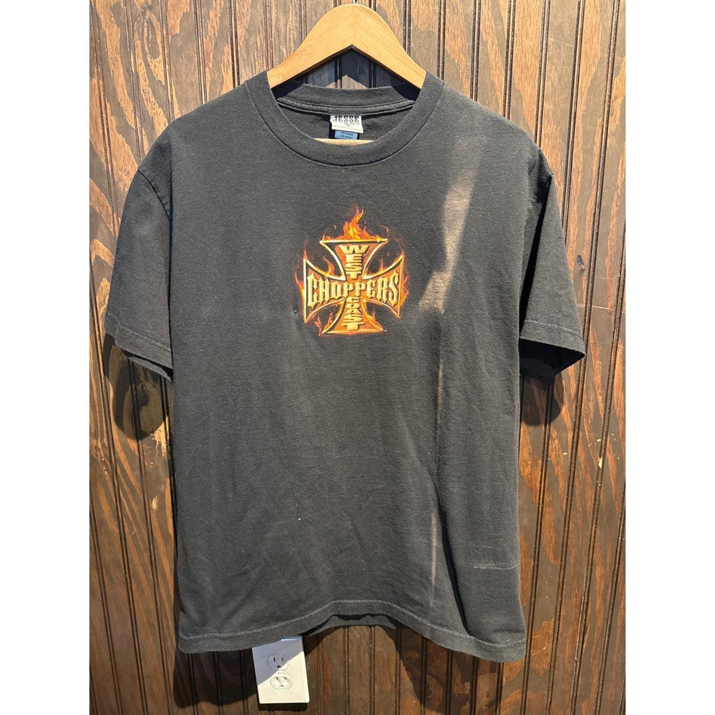 Vintage West Coast Choppers Jesse James Iron Cross Logo T-Shirt Black XL 22x28.5