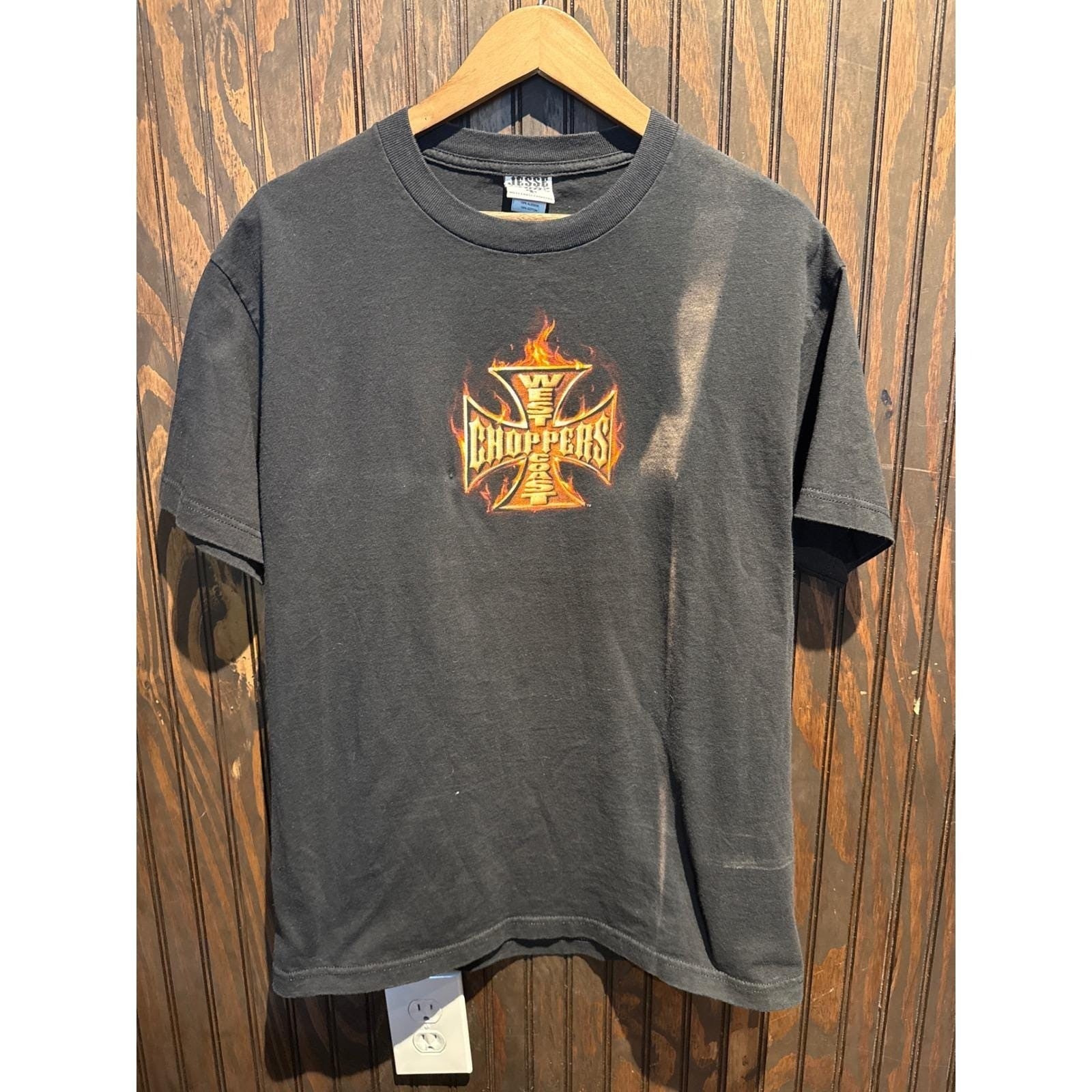 Vintage West Coast Choppers Jesse James Iron Cross Logo T-Shirt Black XL 22x28.5