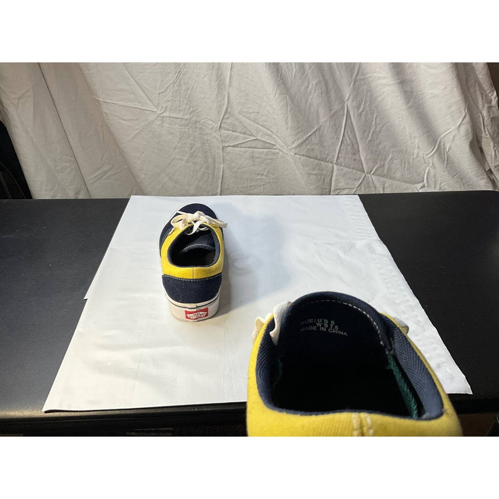 Vans Authentic Suede Canvas Shoes Yellow Navy Blue Sneakers men US 6