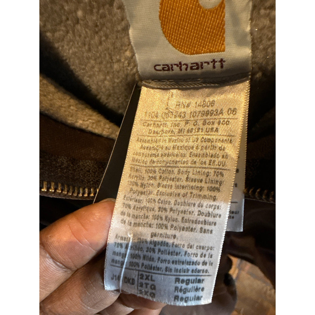 Carhartt J141 DKB Sherpa Lined Sandstone Sierra Jacket Brown Mens 2XL 28x28