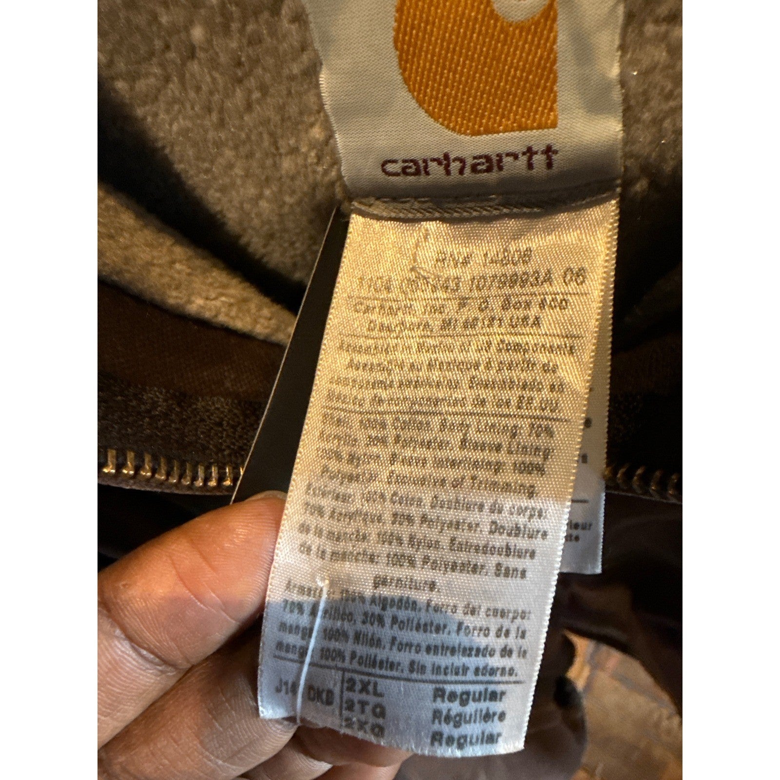 Carhartt J141 DKB Sherpa Lined Sandstone Sierra Jacket Brown Mens 2XL 28x28