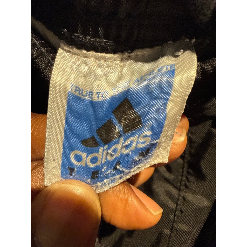 Vintage Adidas Track Pants Black White Striped Nylon Windbreaker Joggers Mens L