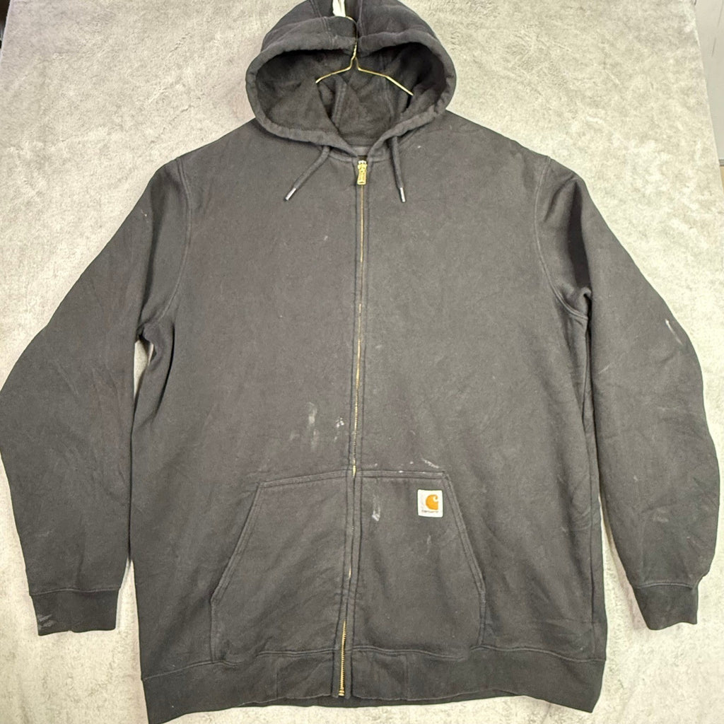 Carhartt Mens 2XL Loose Fit Black Zip Up Hoodie Workwear Durable