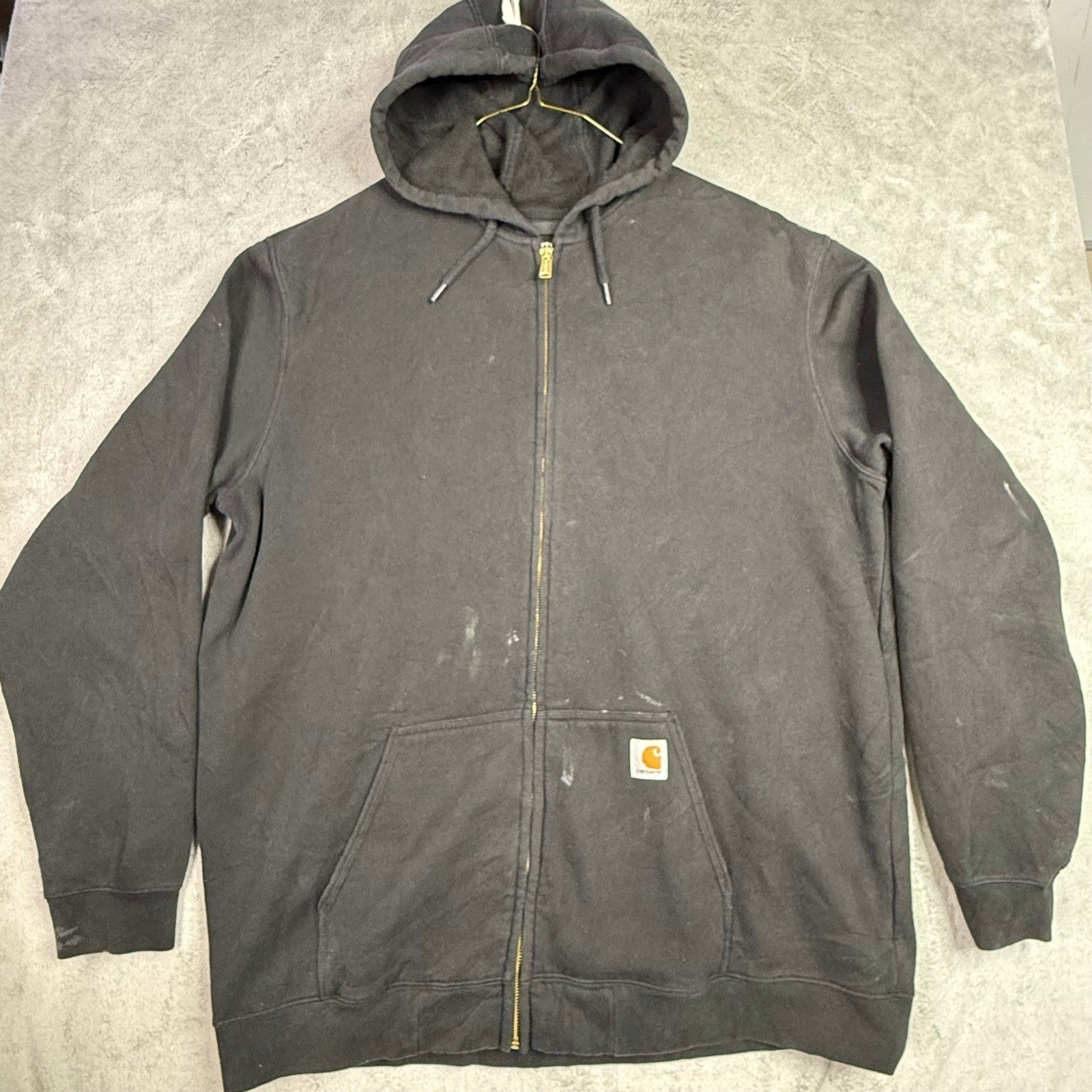 Carhartt Mens 2XL Loose Fit Black Zip Up Hoodie Workwear Durable