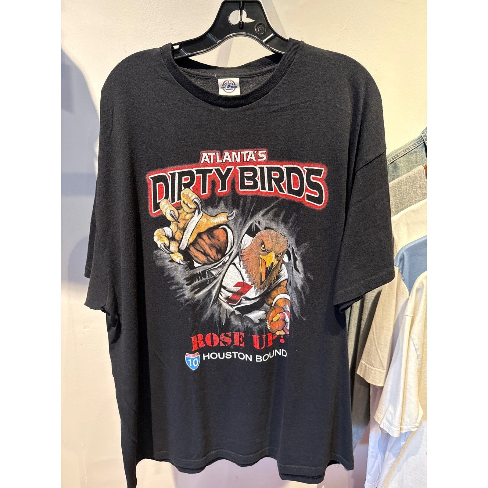 Vintage Atlanta Dirty Birds Rose Up Houston Bound T-Shirt Delta Pro Weight Black