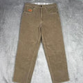 GMPR JRS Corduroy Pants Tan Straight Leg Embroidered Logo Size 32