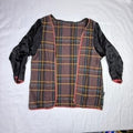 London Fog Vintage Plaid Blazer Jacket Black Sleeve Women Size M