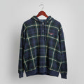 Polo Sport Ralph Lauren Mens Plaid Quarter Zip Hoodie Navy Green Vintage XL