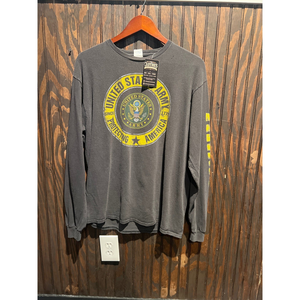 Mens United States Army Long Sleeve Graphic Tee Faded Black XL 22x29