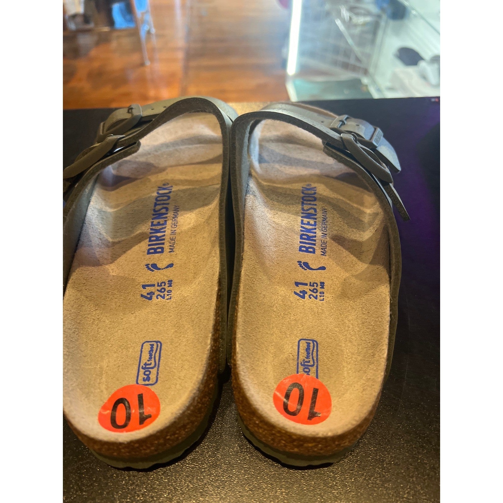 Birkenstock Arizona Camouflage Birko-Flor Mens Slide Sandals Green Camo 1022415