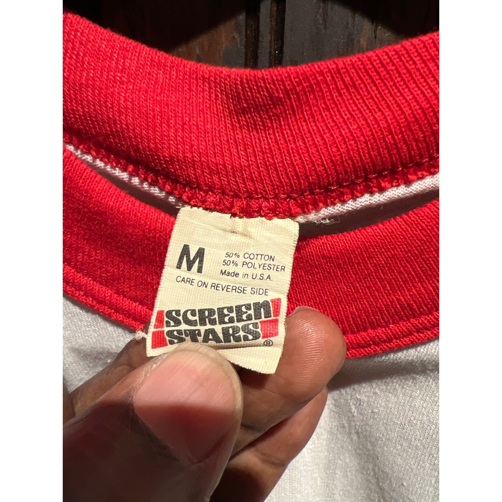 Vintage 1989 Taunton Massachusetts 350th Anniversary Ringer Tee White Red 19x26