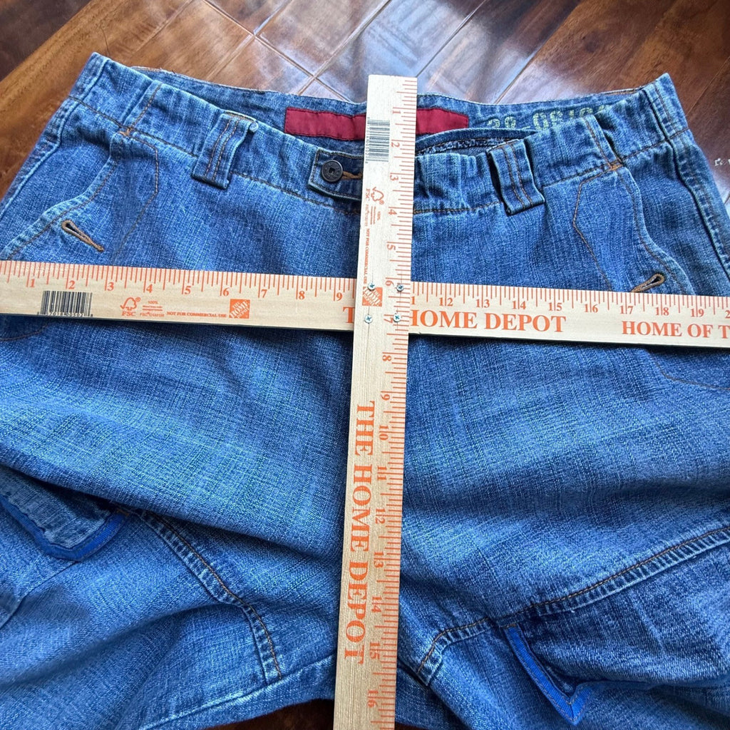 Marithe Francois Girbaud Shuttle Tape Cargo Jeans Blue Baggy Wide Leg 36x31