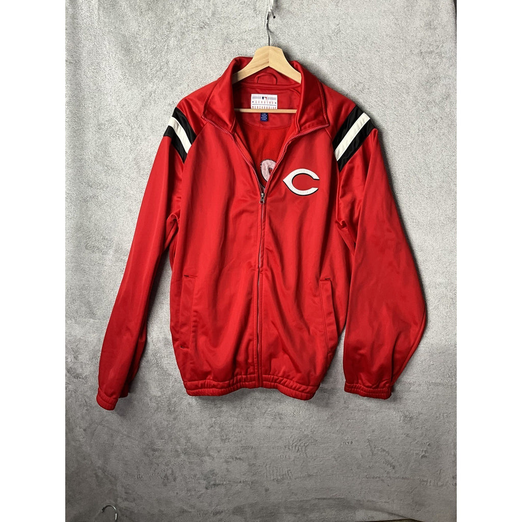 Cincinnati Reds MLB Genuine Merchandise Track Jacket Red Full Zip Men's L Vintag