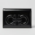 Salvatore Ferragamo Black Patent Leather Gancini Bifold Wallet 227554 Italy
