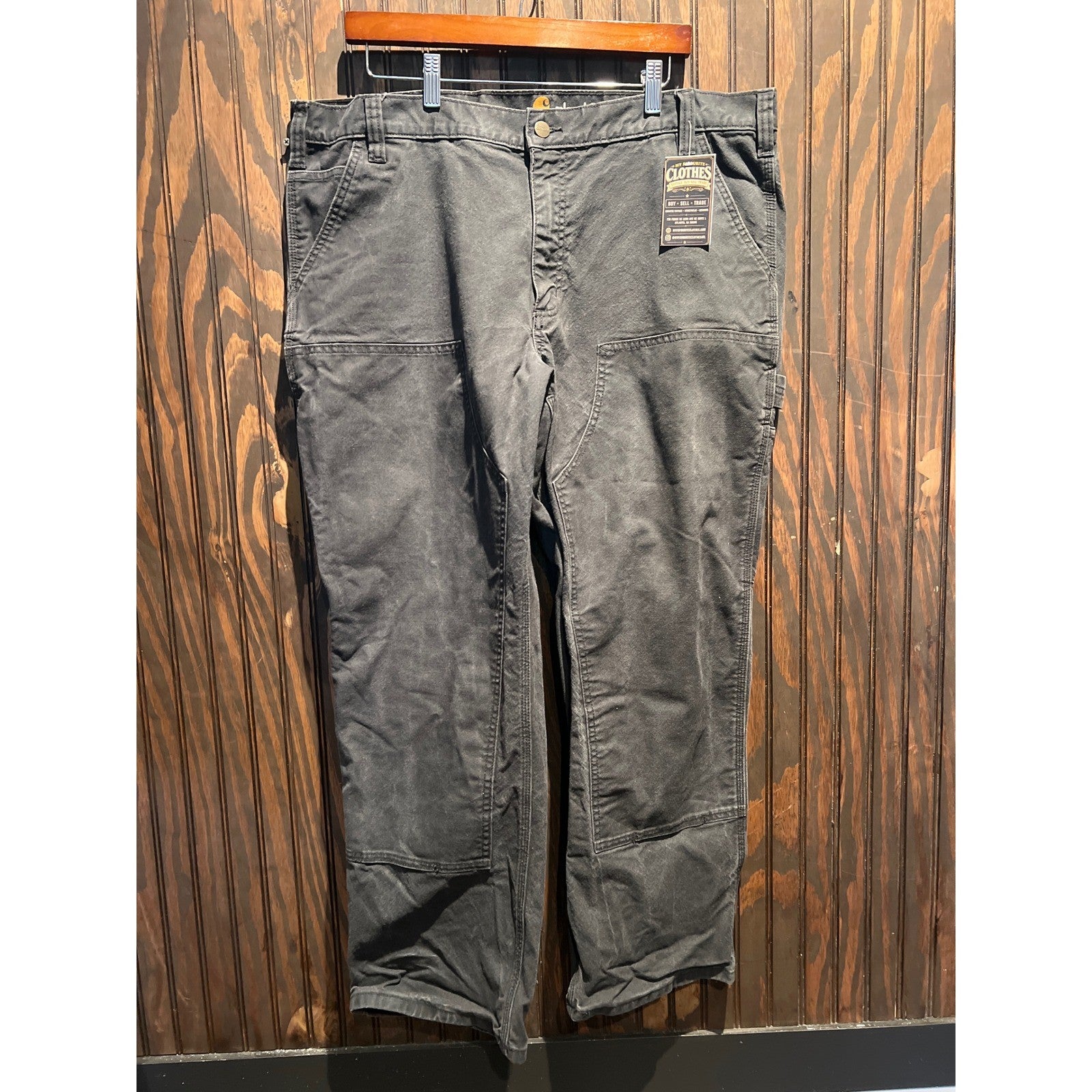 Carhartt Quilt Lined Work Pants Mens 40x30 Black Duck Canvas Workwear Carpenter