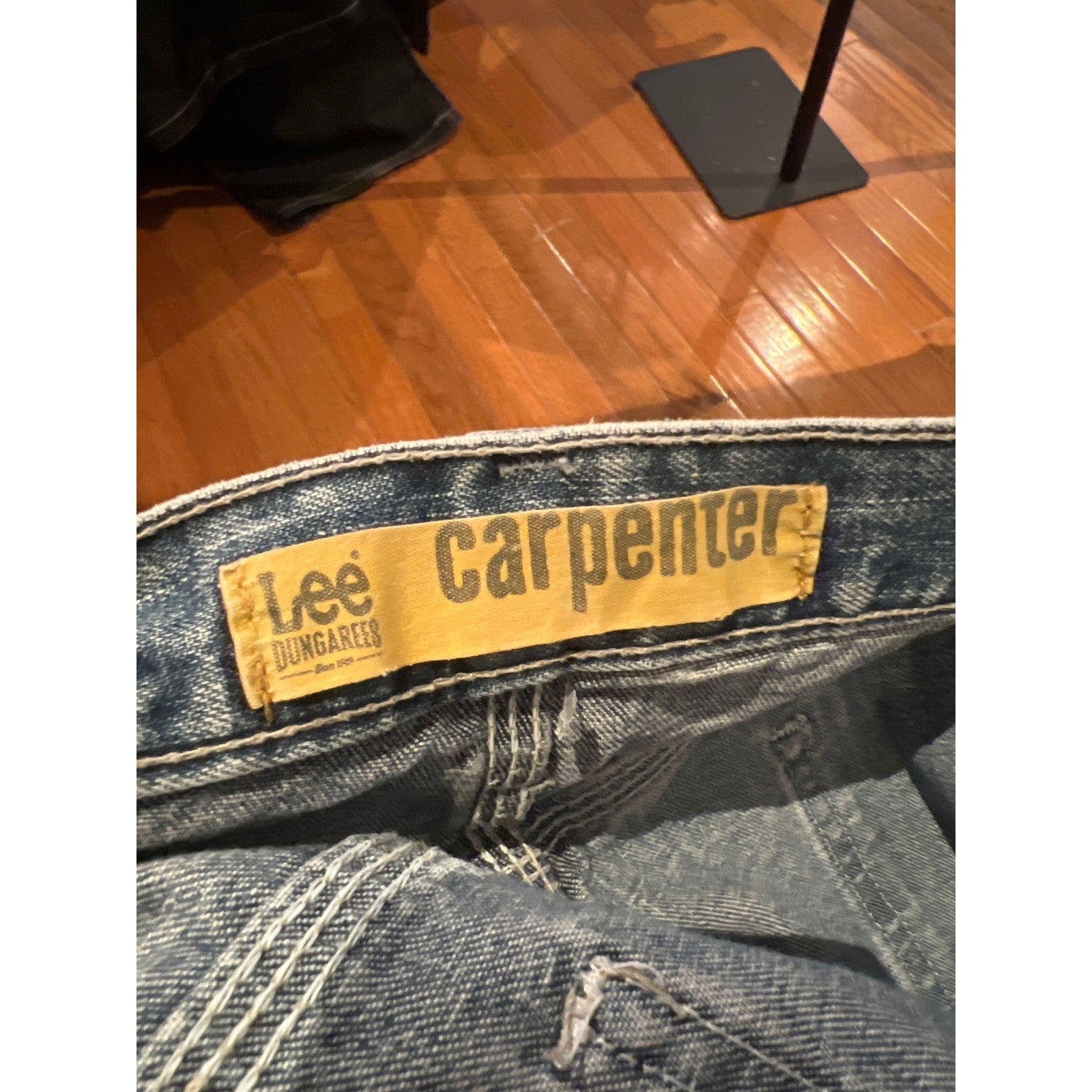 Lee Dungarees Carpenter Jeans Mens 44x30 Light Wash Denim Utility Work Pants
