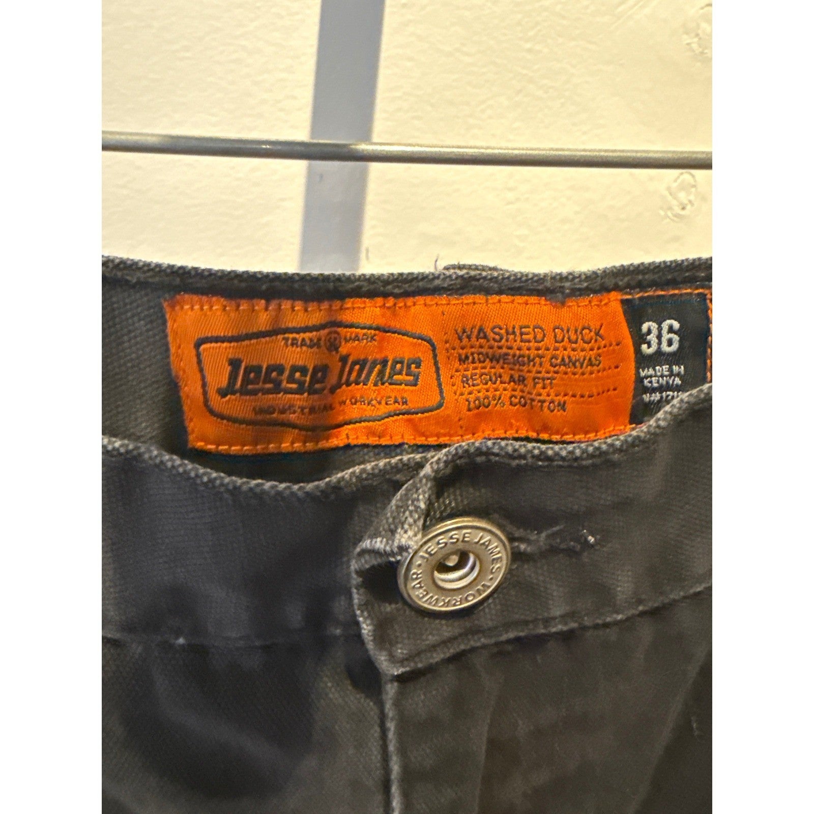 Jesse James Workwear Black Washed Duck Canvas Utility Carpenter Shorts Mens 36
