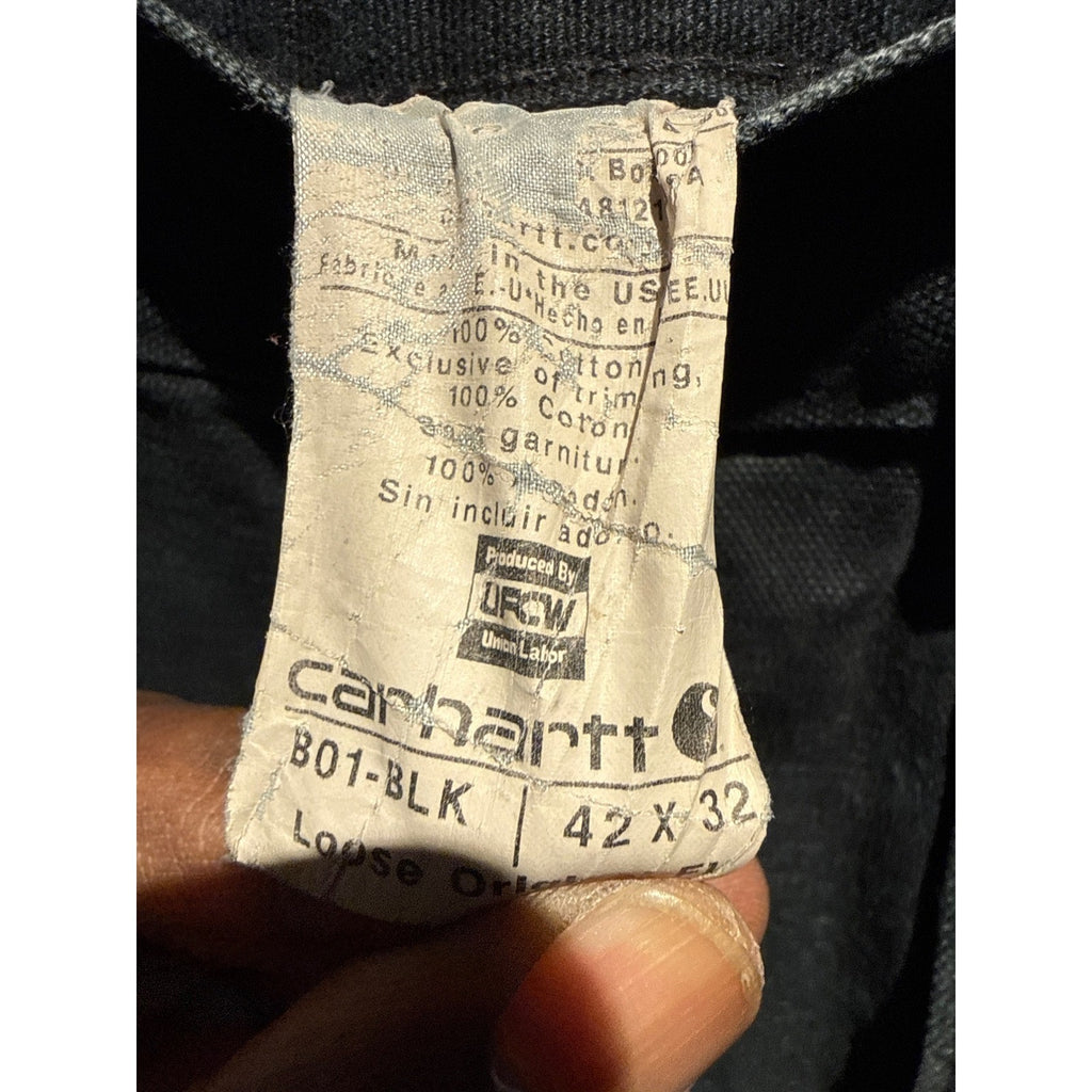 Carhartt B01 Double Knee Work Pants Mens 43x30 Distressed Black Carpenter Duck