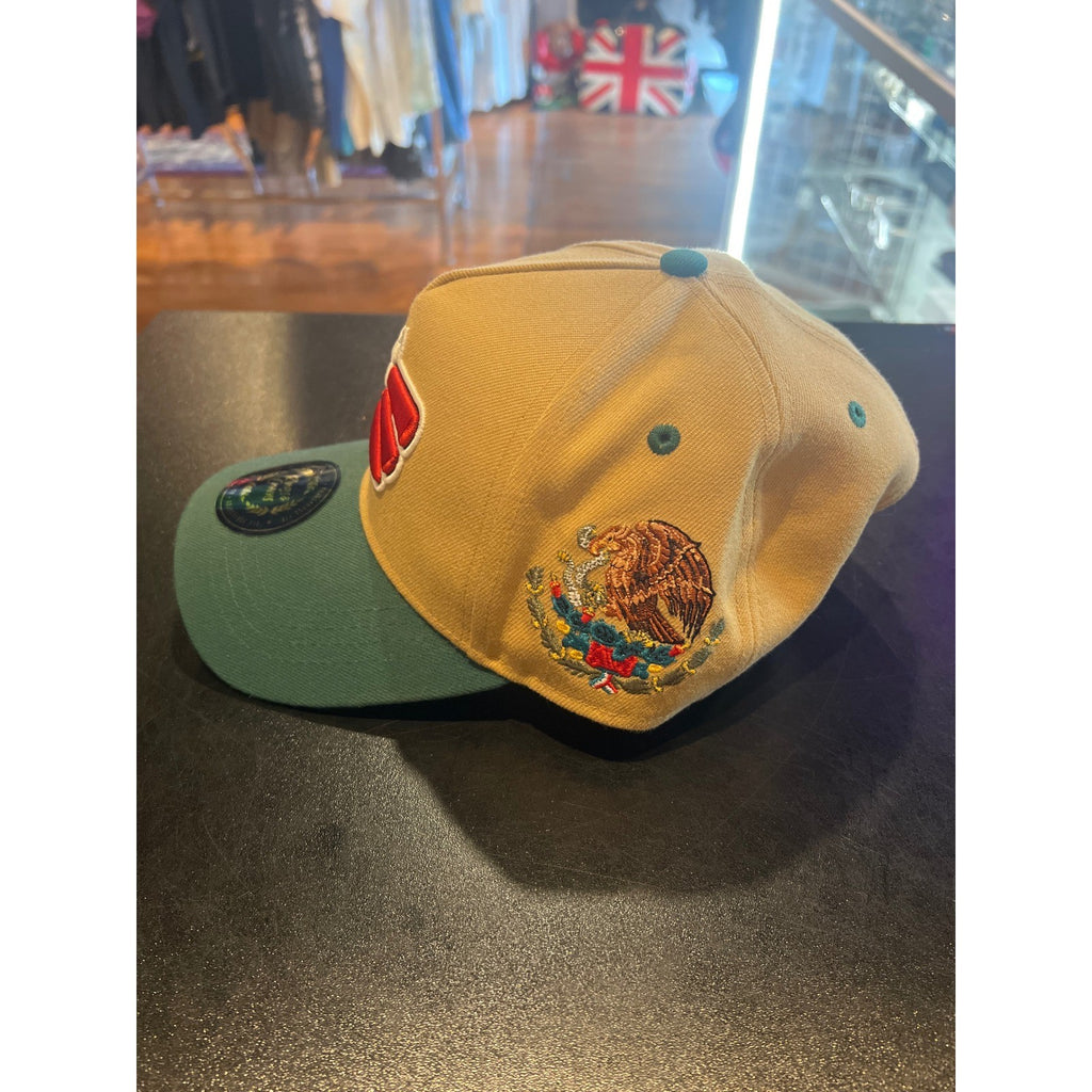 Kings & Crowns Mexico Eagle Snapback Hat Tan Green Adjustable Cap New with Tags