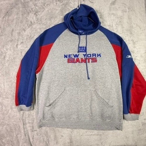 Reebok New York Giants NFL Football Hoodie Sweatshirt Mens Large Gray Blue Red