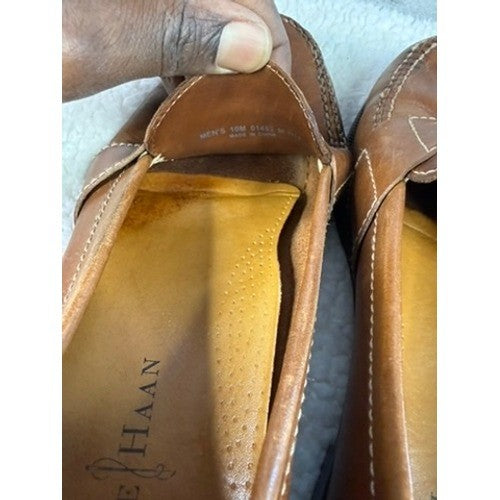 Cole Haan Mens 10M Penny Loafer Leather Brown Driving Moccasins Shoes