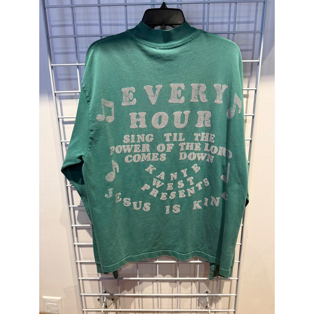 Kanye West Jesus Is King Every Hour Green Long Sleeve T-Shirt Mock Neck Large