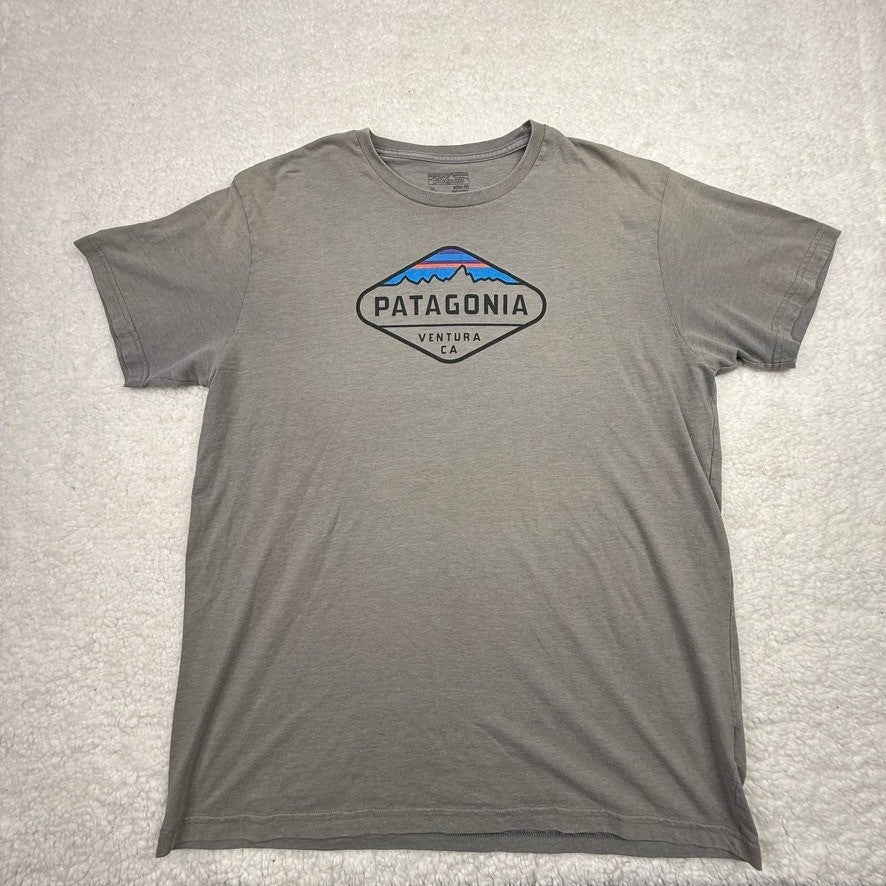 Patagonia Ventura CA Graphic T Shirt Mens XL Slim Fit Gray Mountains Logo