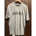 Vintage US Army PT T-Shirt Heather Gray Black Graphic Block Lettering Mens Small