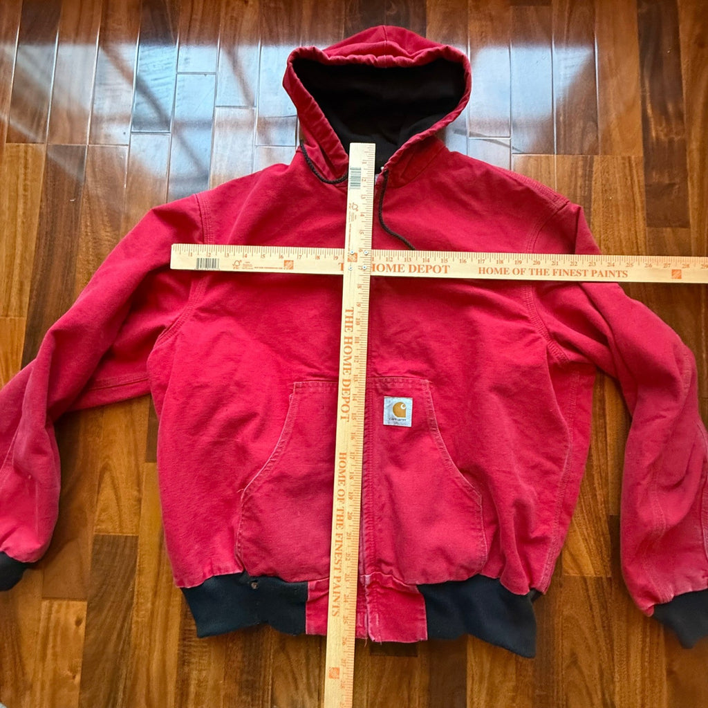 Vintage Carhartt J131 Red Thermal Lined Duck Canvas Active Jacket Mens XL USA