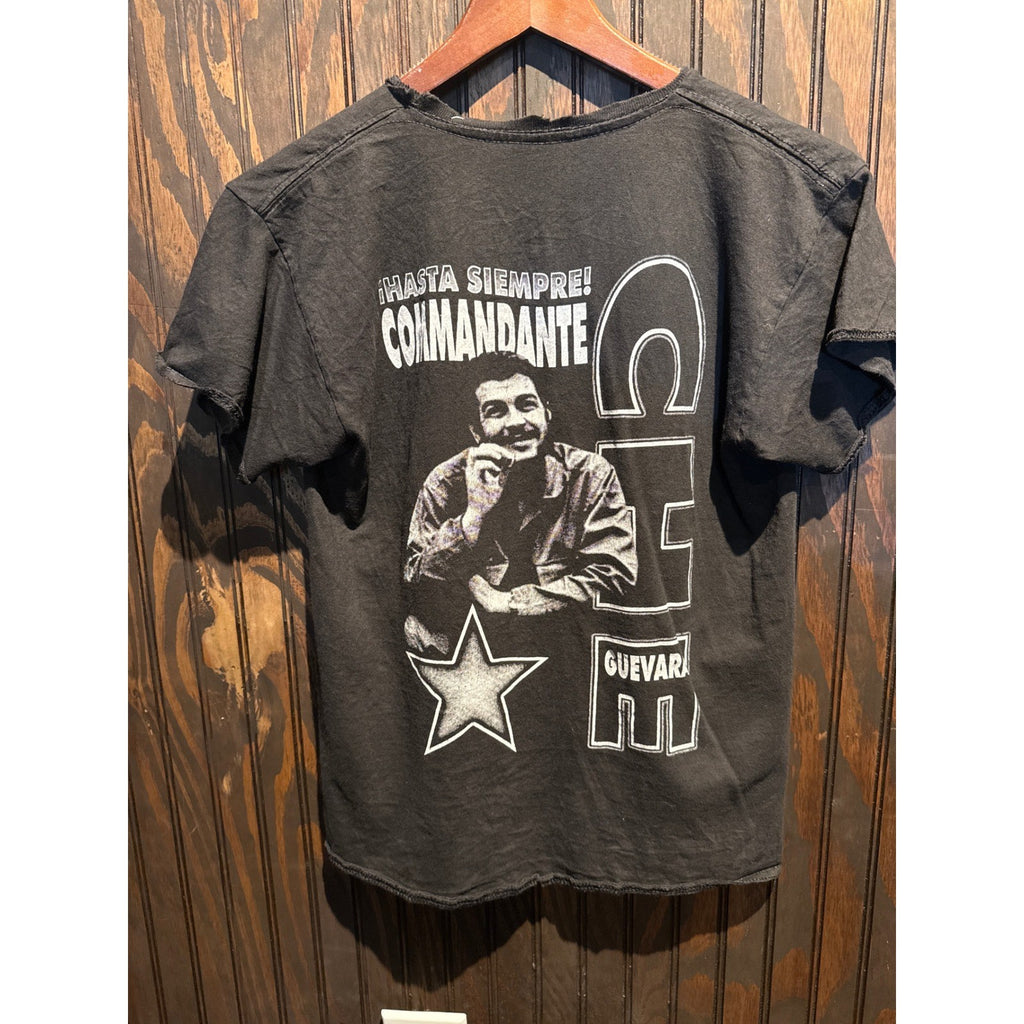 Che Guevara Graphic T-Shirt Black Raw Edge Distressed Streetwear Tee 18x24