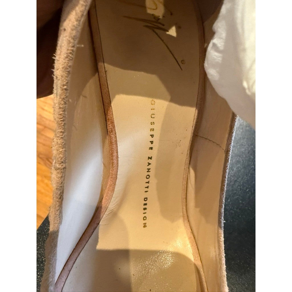 Giuseppe Zanotti Design Nude Suede Espadrille Wedge Sandals Womens Size 7