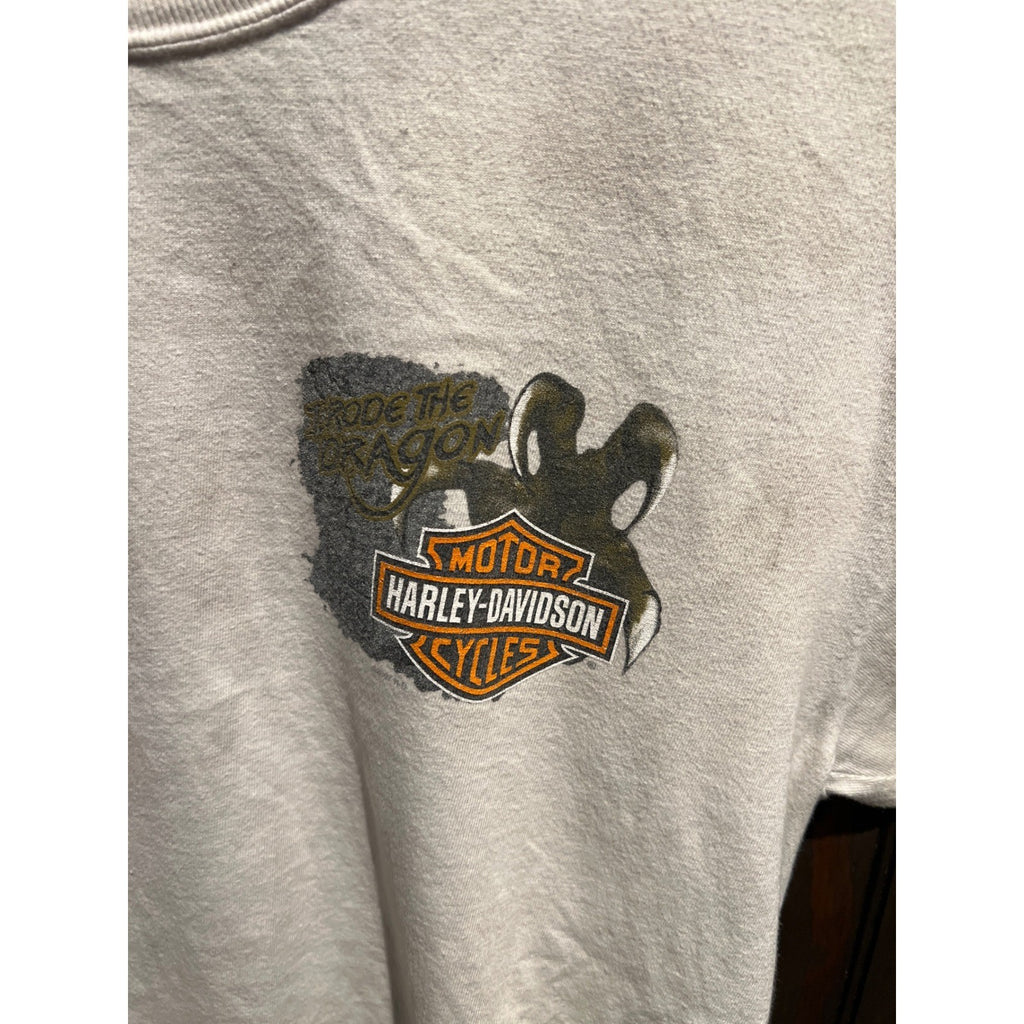 Vintage Harley Davidson Tail of the Dragon T-Shirt 2004 White Distressed Mens M