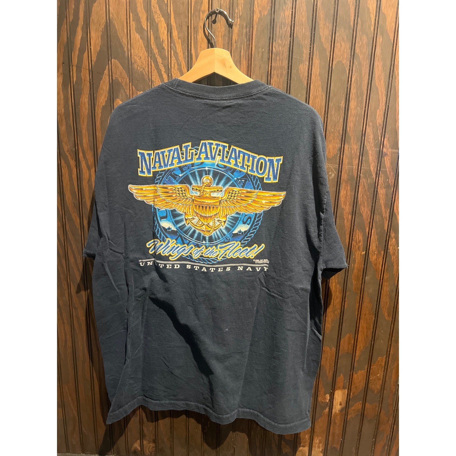 Vintage US Navy Naval Aviation Wings of the Fleet Graphic T-Shirt XL Made in USA