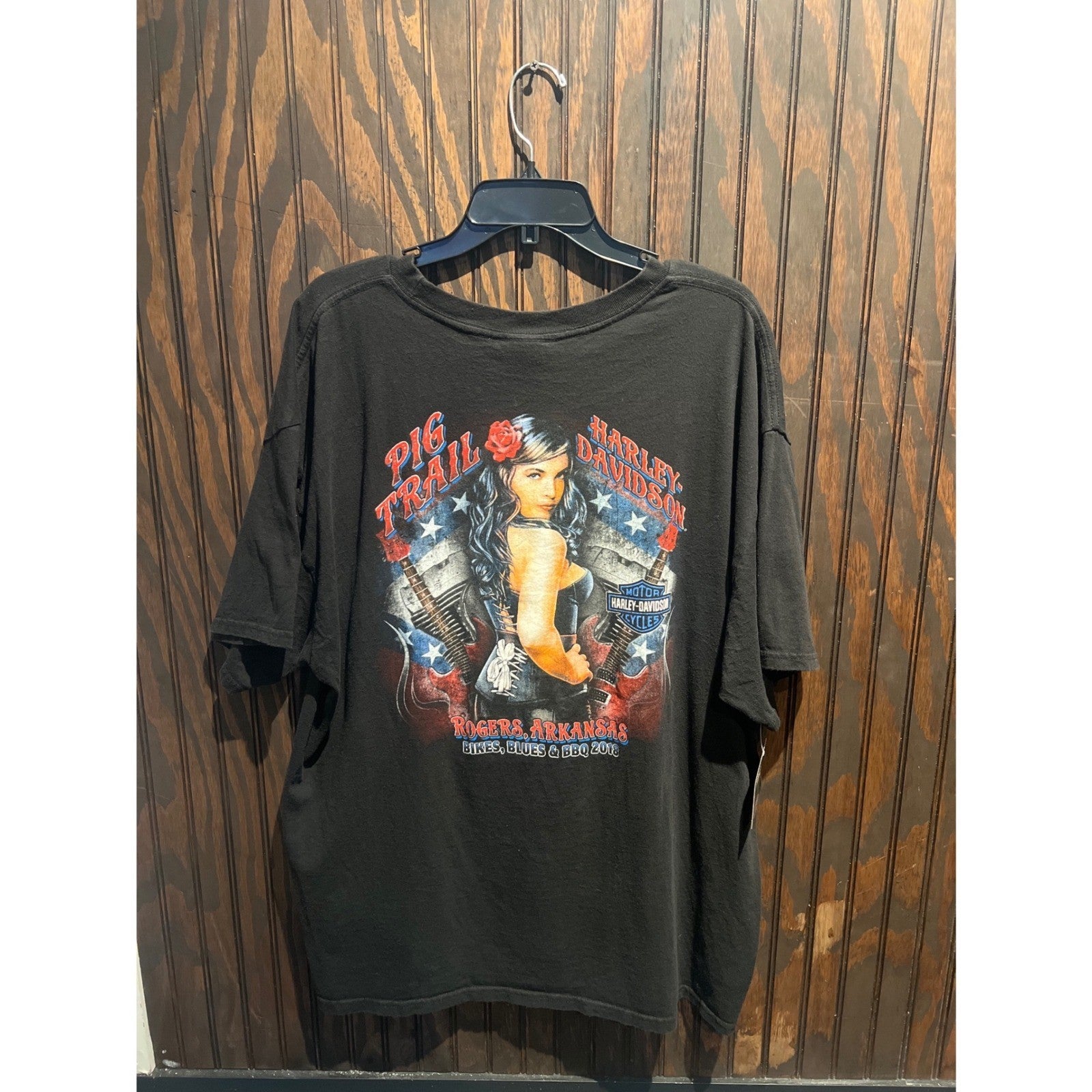Harley Davidson Old Glory Laurel MD Skull Eagle Graphic T-Shirt Black XL 29.5x25