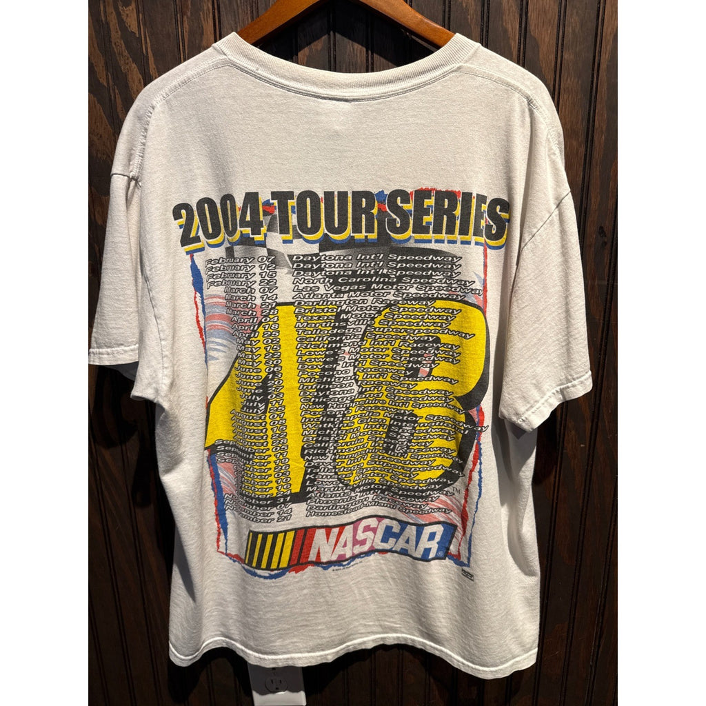 Vintage 2004 Jimmie Johnson NASCAR All Fired Up Tour Series T-Shirt Gray XL 48