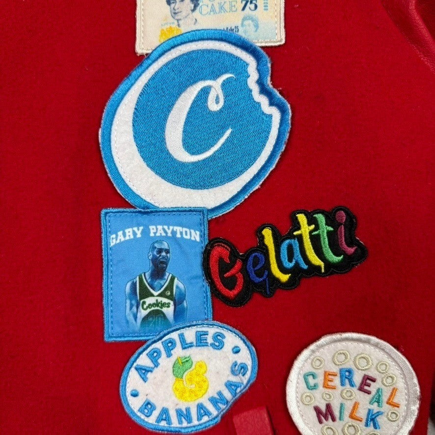 Cookies Varsity Jacket Red Leather Patches World Famous Est 1993 Mens Large