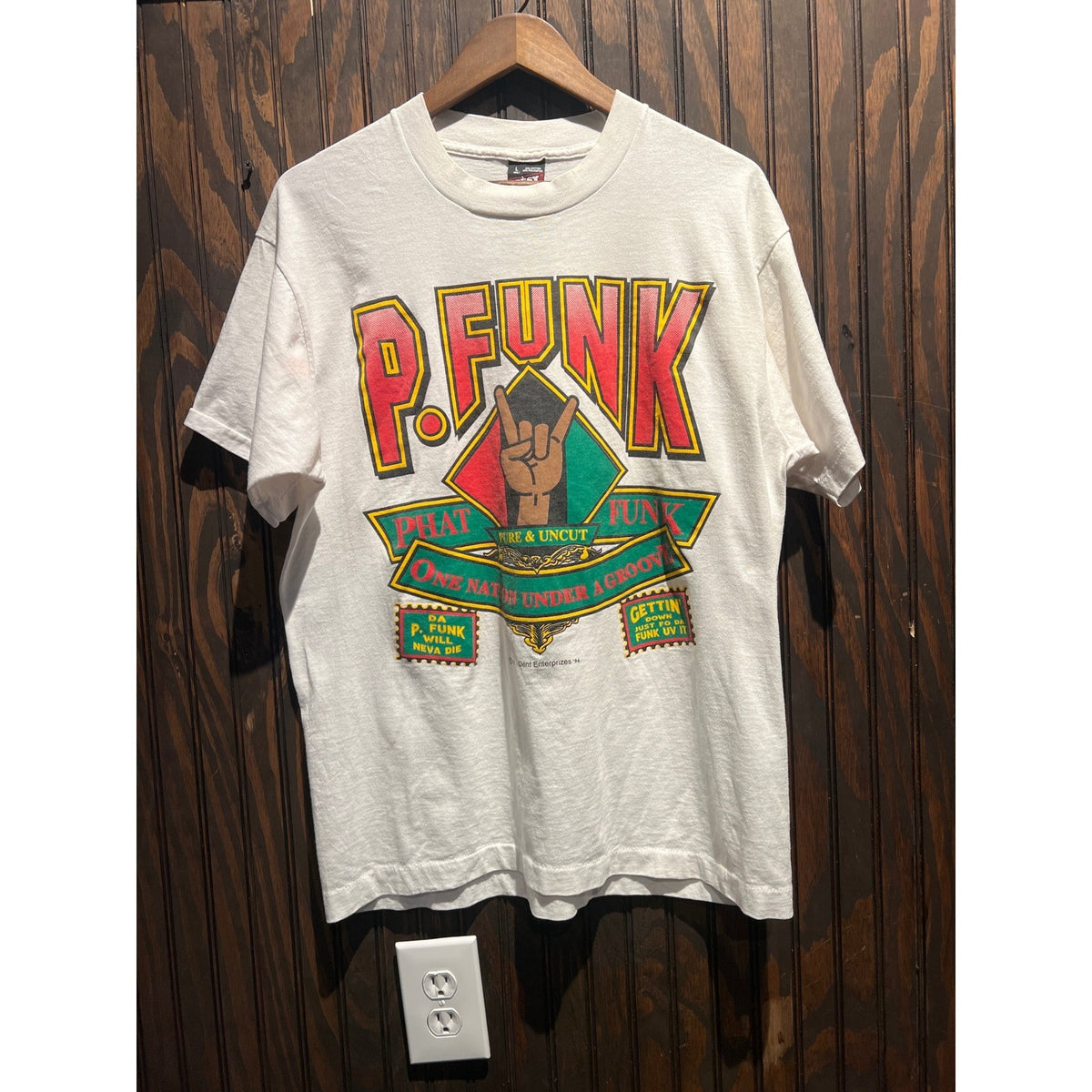 Vintage 1994 P. Funk One Nation Under A Groove T-Shirt White Large Single Stitch