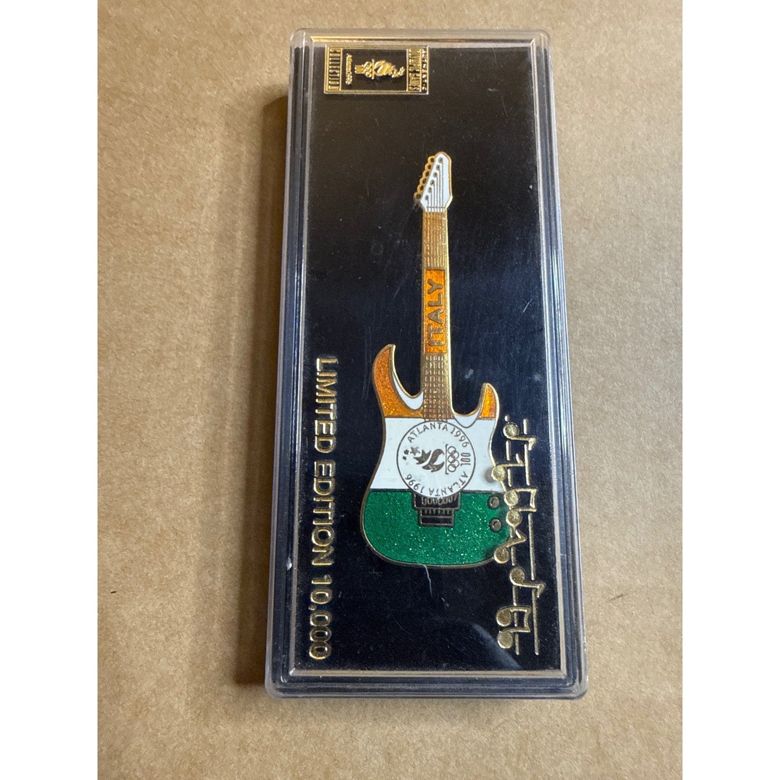 Vintage 1996 Atlanta Olympics Italy Guitar Pin Limited Edition 10000 Aminco Case