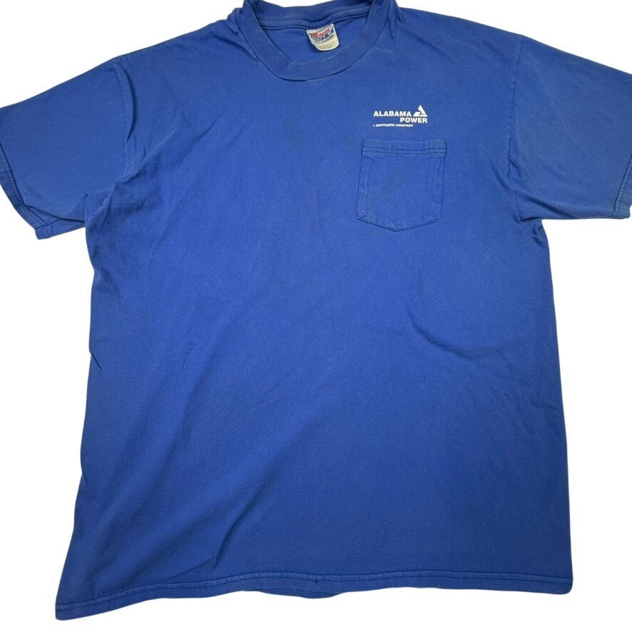 Alabama Power Safety First Pocket T Shirt Blue Hanes Beefy XL Graphic Tee
