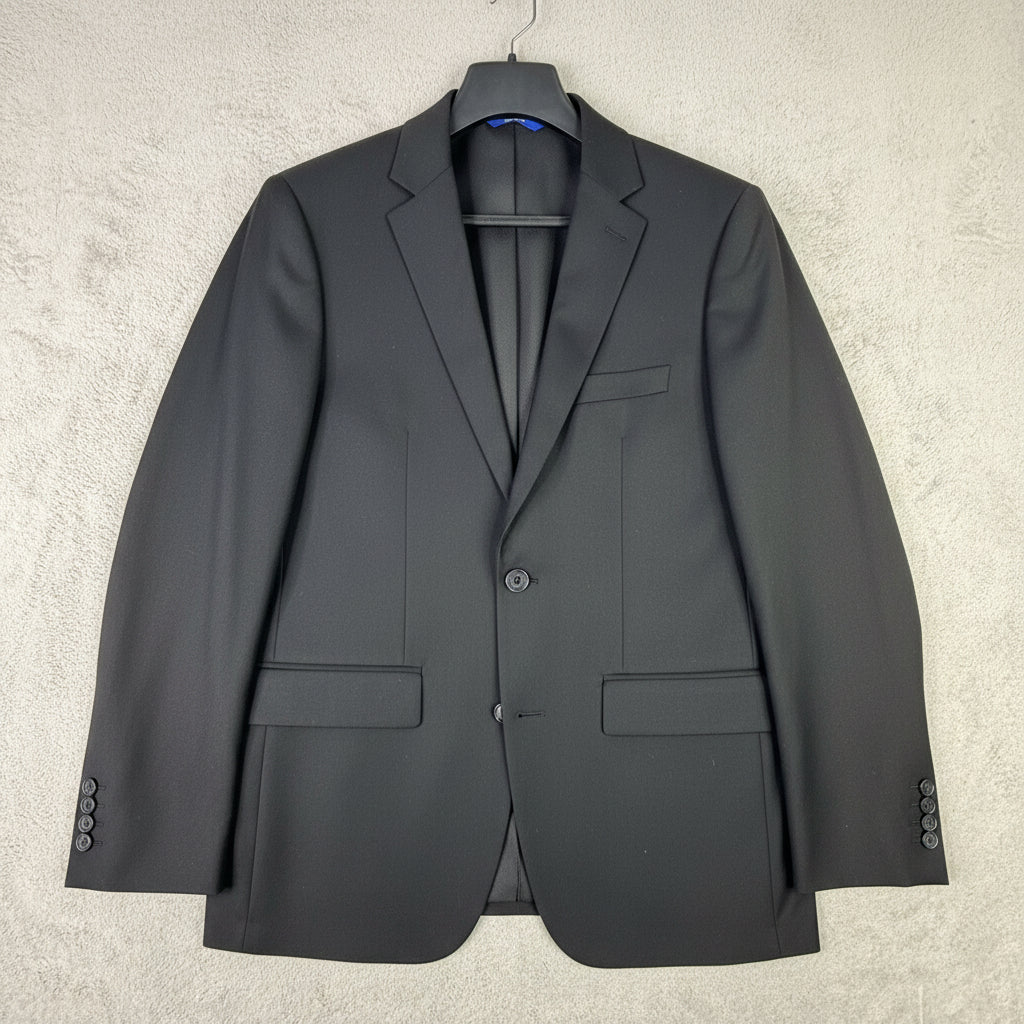 Apt 9 Mens Slim Fit Black Stretch Two Button Blazer Suit Jacket 40R Notch Lapel