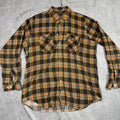 WOODLAND Plaid Flannel Lined Shirt Jacket Mens XL Brown Orange Green Long Sleeve