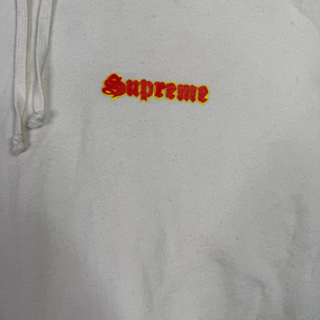 Supreme Te Amo RIP Heart Rose Graphic Hoodie Cream Fleece Lined Size S