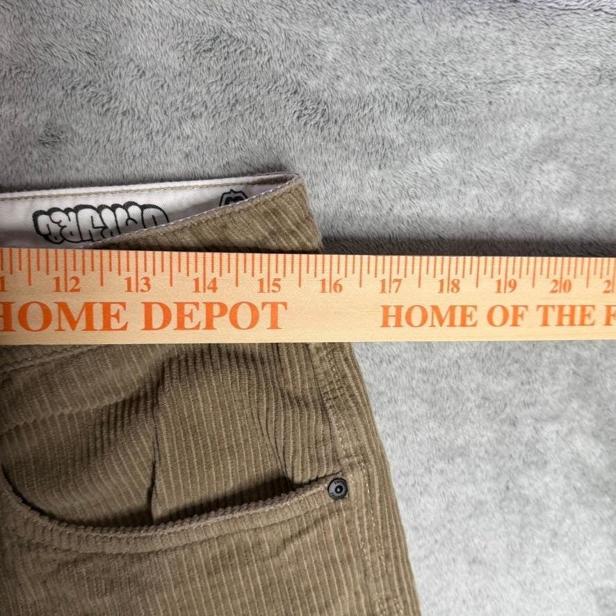 GMPR JRS Corduroy Pants Tan Straight Leg Embroidered Logo Size 32